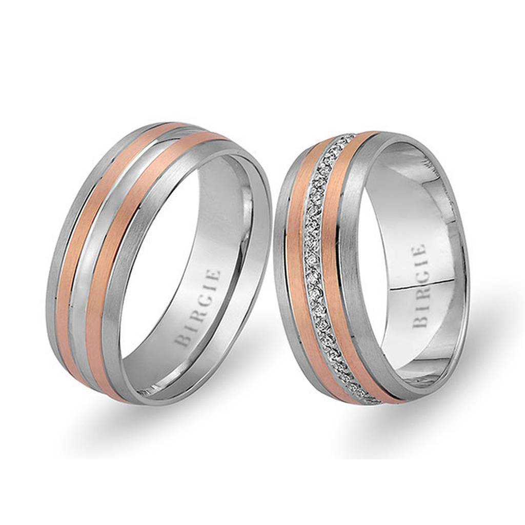 White and Rose Gold Nurbanu Wedding Band w/ Diamonds