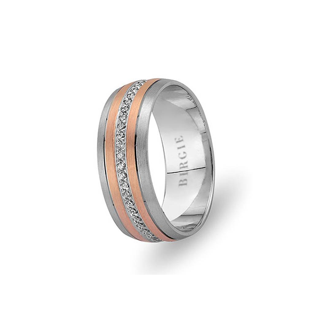 White and Rose Gold Nurbanu Wedding Band w/ Diamonds