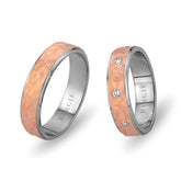 White and Rose Gold Nymphea Wedding Band w/ Diamonds