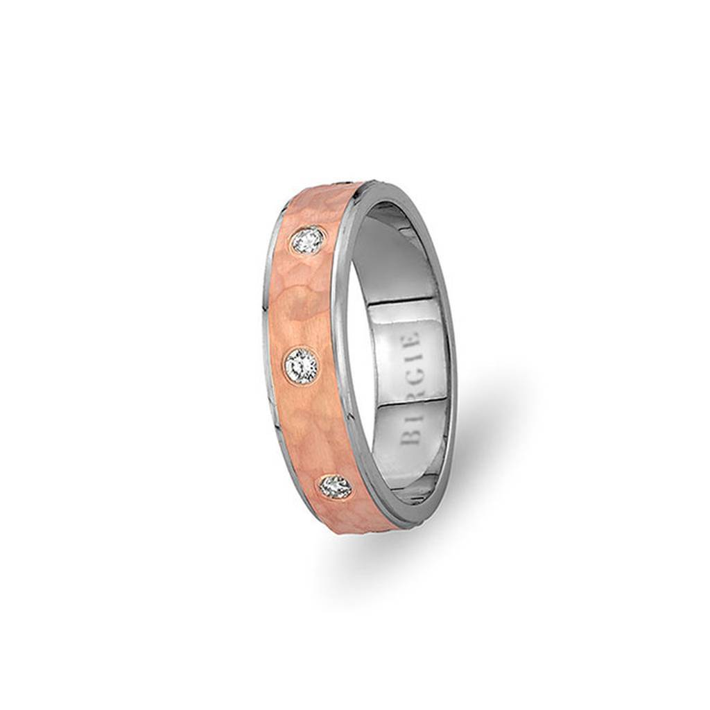 White and Rose Gold Nymphea Wedding Band w/ Diamonds