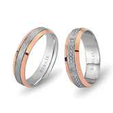 White and Rose Gold Huma Wedding Band w/ Diamonds