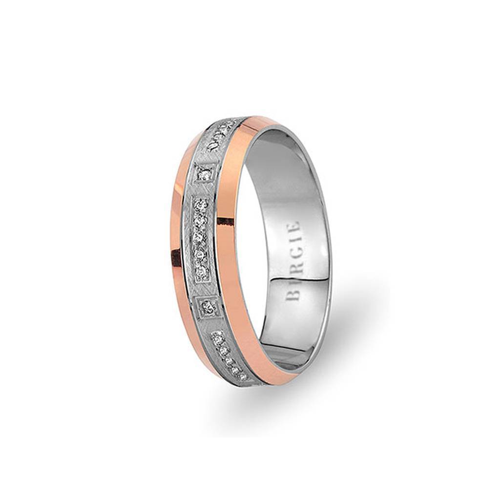 White and Rose Gold Huma Wedding Band w/ Diamonds