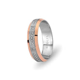 White and Rose Gold Huma Wedding Band w/ Diamonds