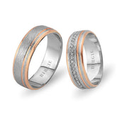 White and Rose Gold Mara Wedding Band w/ Diamonds