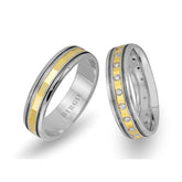 White and Yellow Gold Fulane Wedding Band w/ Diamonds