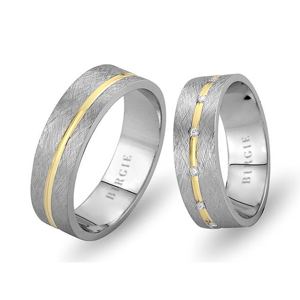 White and Yellow Gold Safiye Wedding Band w/ Diamonds