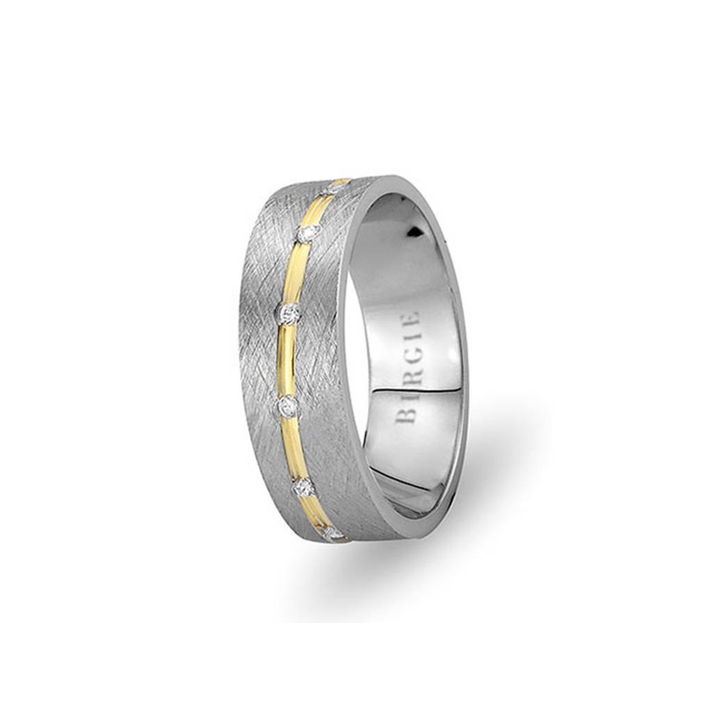 White and Yellow Gold Safiye Wedding Band w/ Diamonds