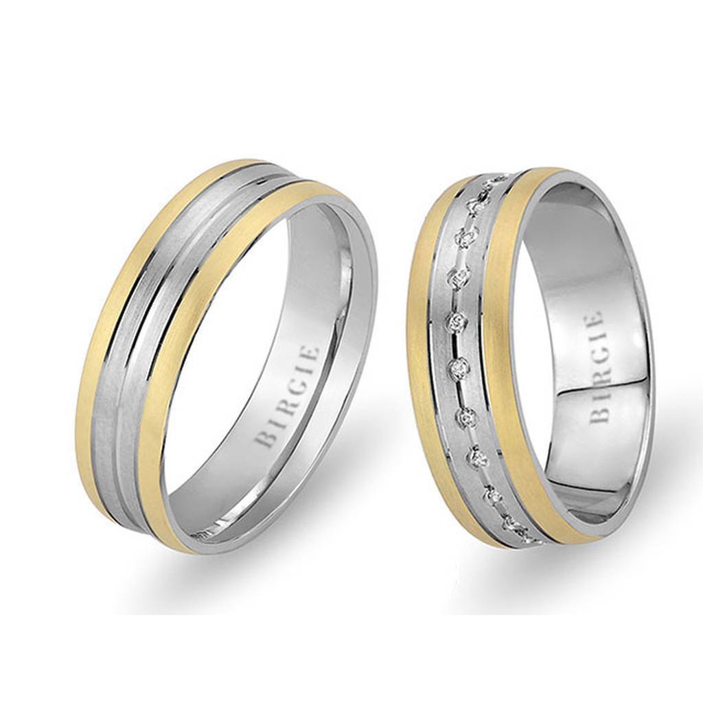 White and Yellow Gold Akile Wedding Band w/ Diamonds