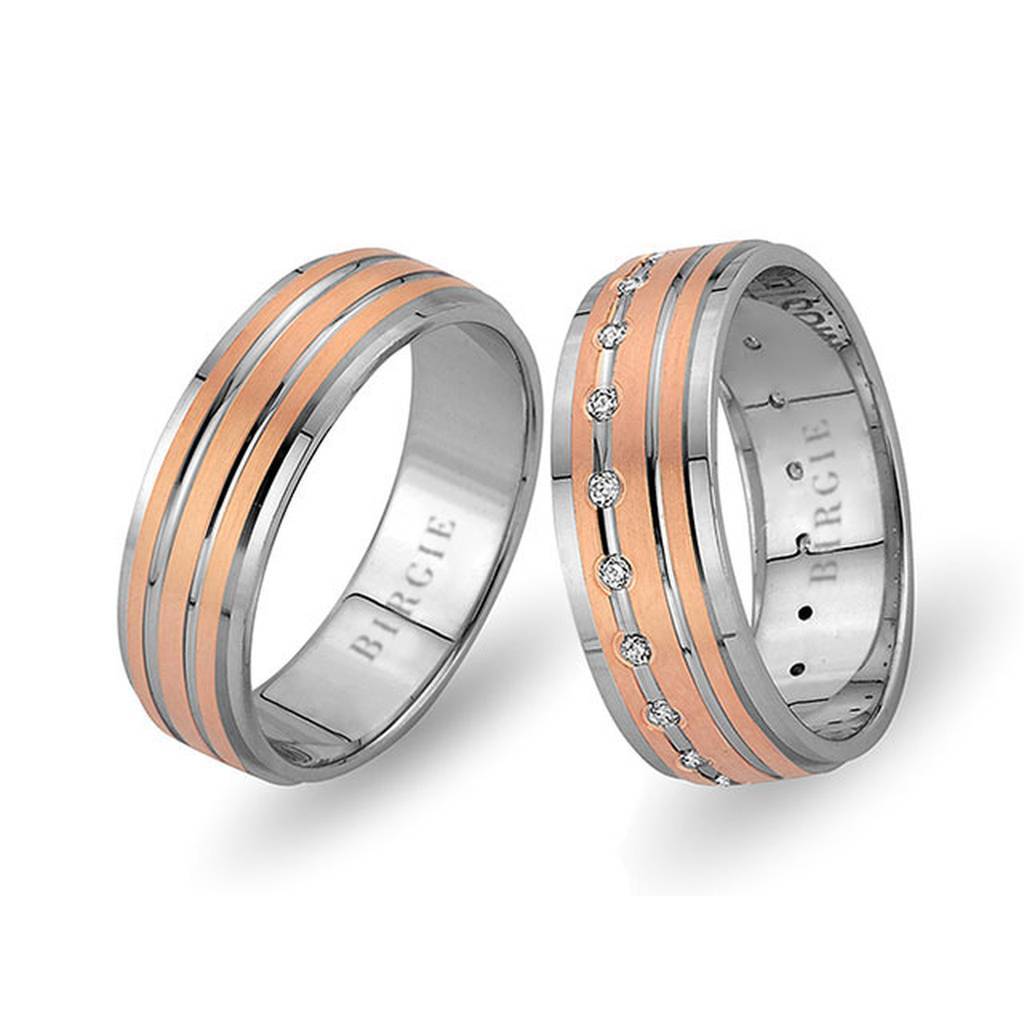 White and Rose Gold Haseki Wedding Band w/ Diamonds