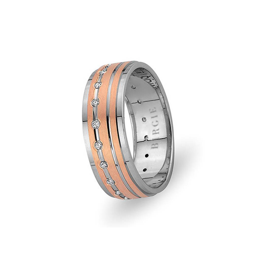 White and Rose Gold Haseki Wedding Band w/ Diamonds