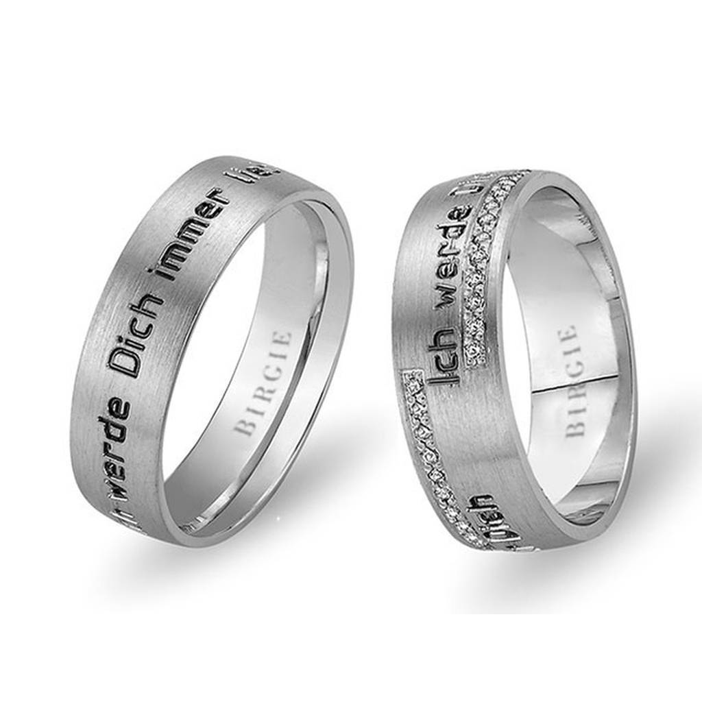 White Gold I Love You Engraved Wedding Band w/ Diamonds - Birgie Diamant | Fine Jewellery - Diamant & Edelstein Schmuck