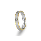 White and Yellow Gold Daffodil Wedding Band w/ Single Diamond