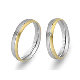 White and Yellow Gold Basil Wedding Band w/ Single Diamond