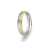 White and Yellow Gold Basil Wedding Band w/ Single Diamond