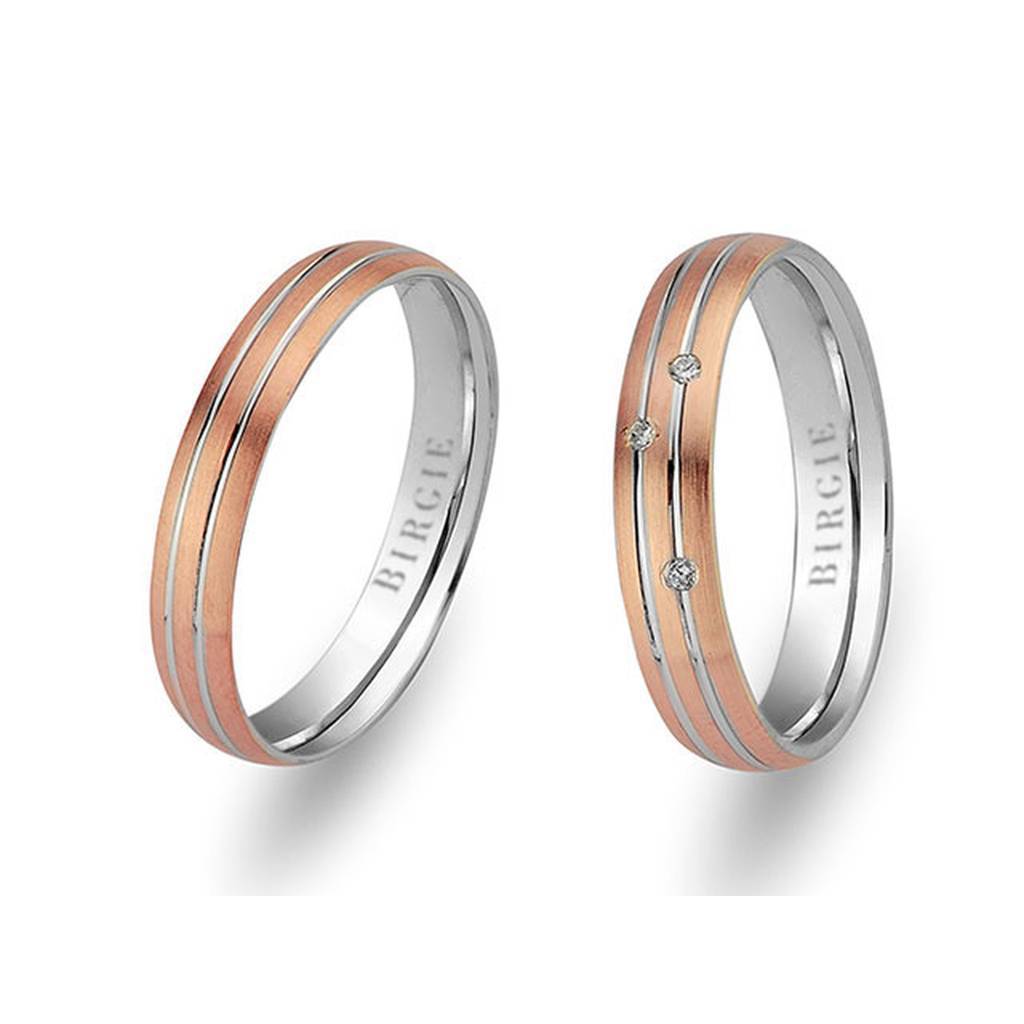 White and Rose Gold Jasmine Wedding Band w/ Diamonds