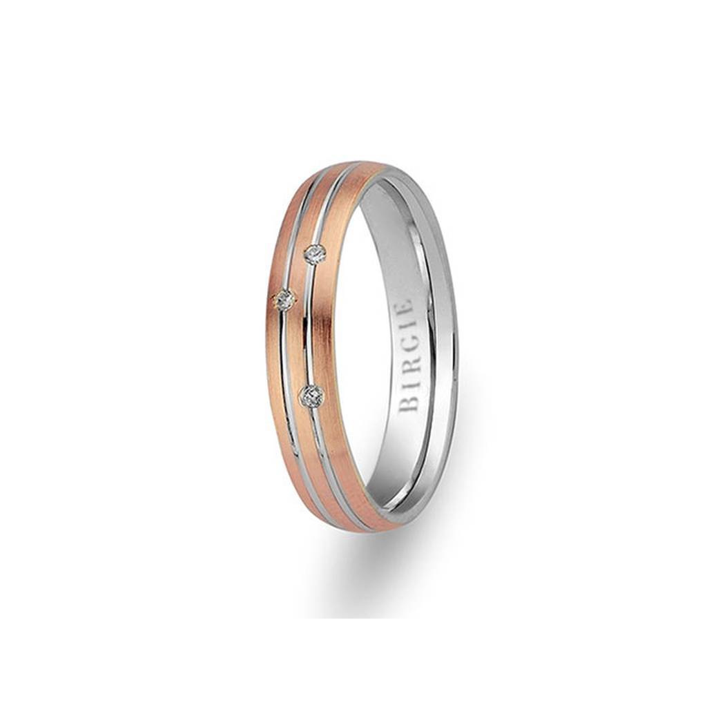 White and Rose Gold Jasmine Wedding Band w/ Diamonds