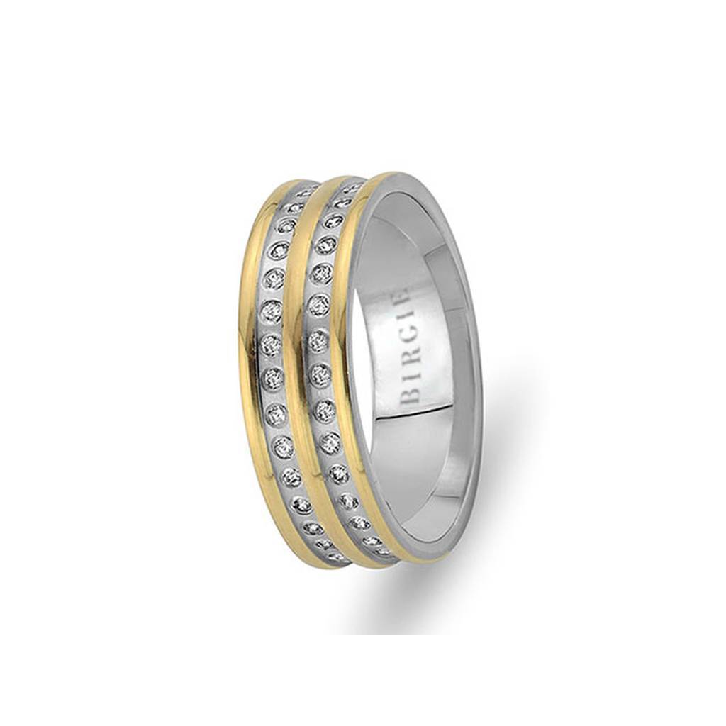 White and Rose Gold Nabi Wedding Band w/ Diamonds