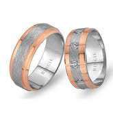 White and Rose Gold City of Rose Wedding Band w/ Diamonds