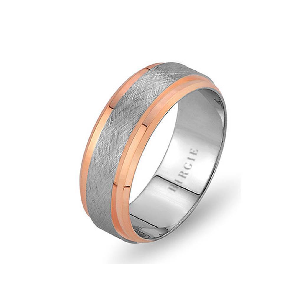 White and Rose Gold City of Rose Wedding Band