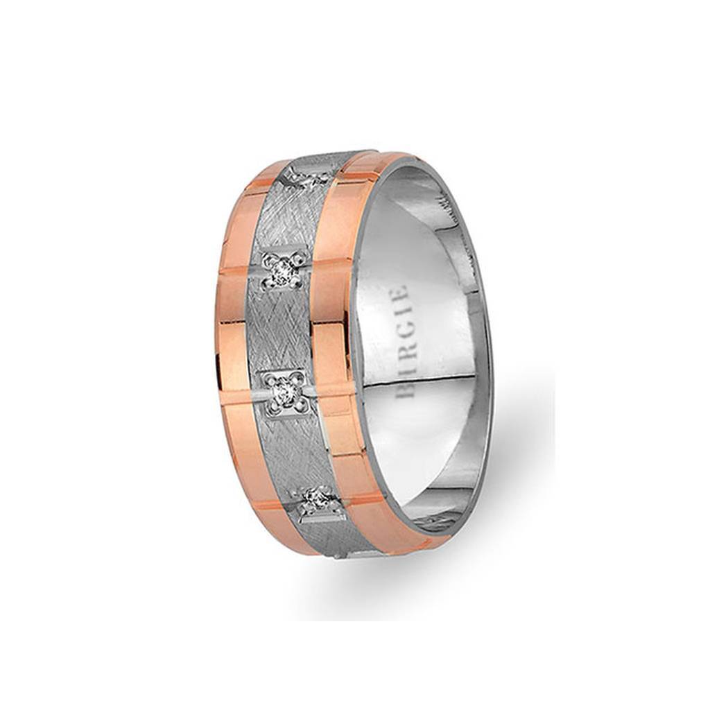 White and Rose Gold City of Rose Wedding Band w/ Diamonds