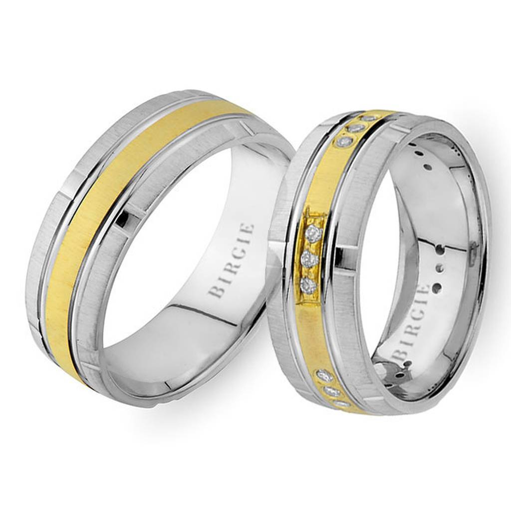 White and Yellow Gold Fuzuli Wedding Band w/ Diamonds