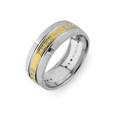 White and Yellow Gold Fuzuli Wedding Band w/ Diamonds