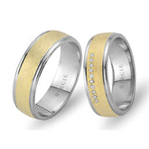 White and Yellow Gold Matt Dreamy Wedding Band w/ Diamonds