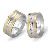 White and Yellow Gold Daffodil Wedding Band w/ Diamonds