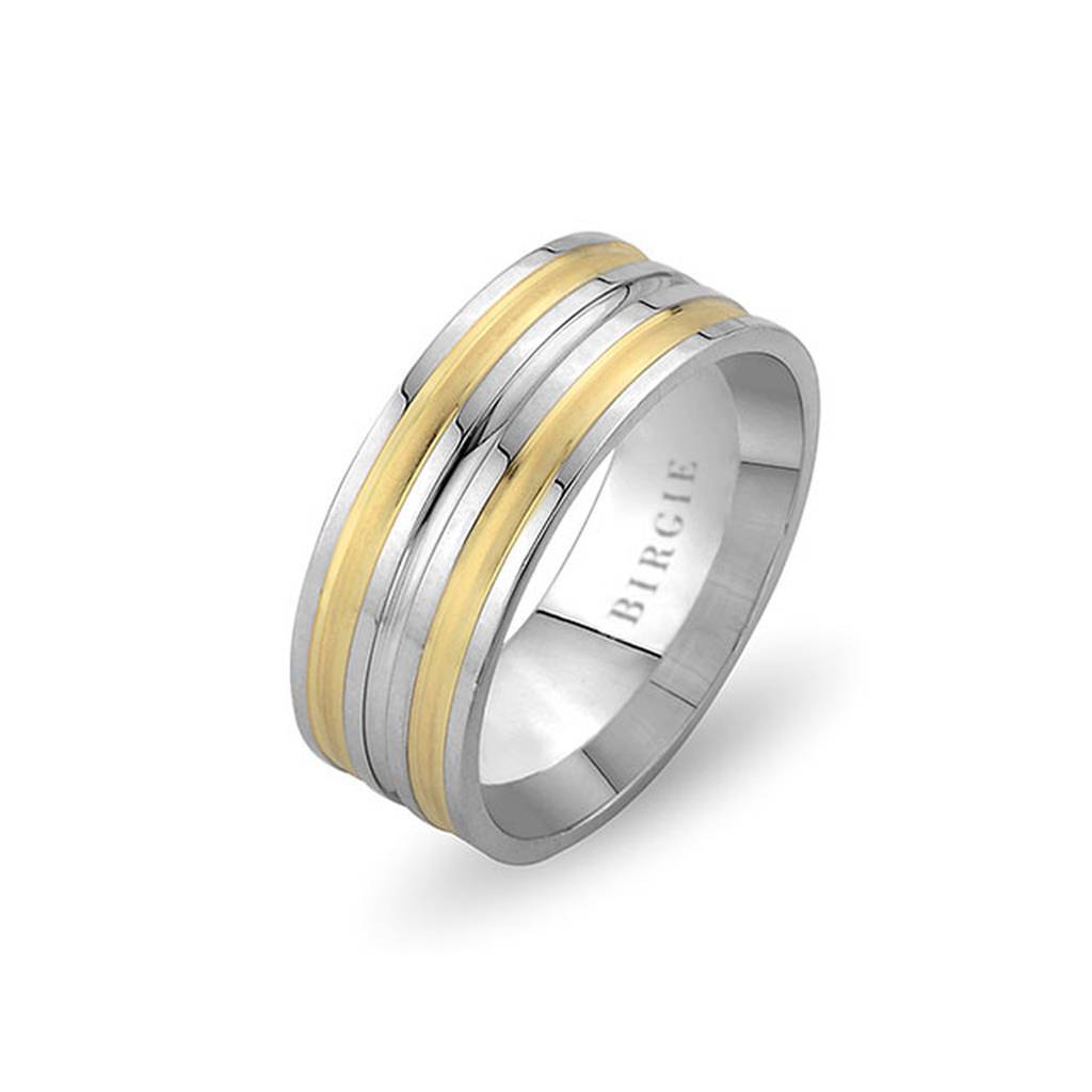 White and Yellow Gold Daffodil Wedding Band