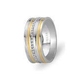 White and Yellow Gold Daffodil Wedding Band w/ Diamonds