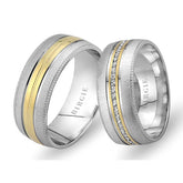 White and Yellow Gold Wedding Band w/ Diamonds