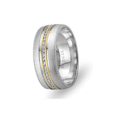 White and Yellow Gold Wedding Band w/ Diamonds