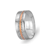 White and Rose Gold Nesimi Wedding Band w/ Twin Line Diamonds