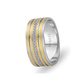 White and Yellow Gold Eflaki Wedding Band w/ Diamonds