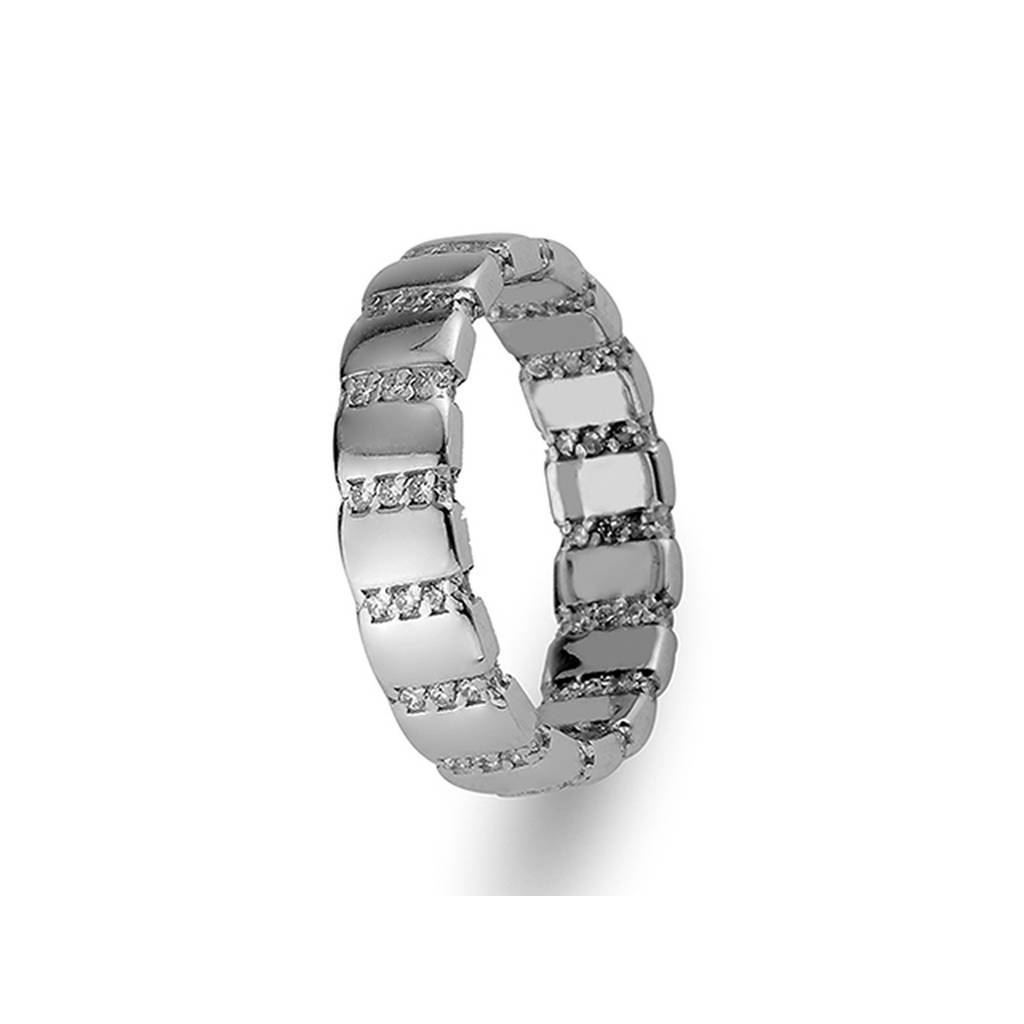 White Gold Misya Wedding Band w/ Diamonds - Birgie Diamant | Fine Jewellery - Diamant & Edelstein Schmuck