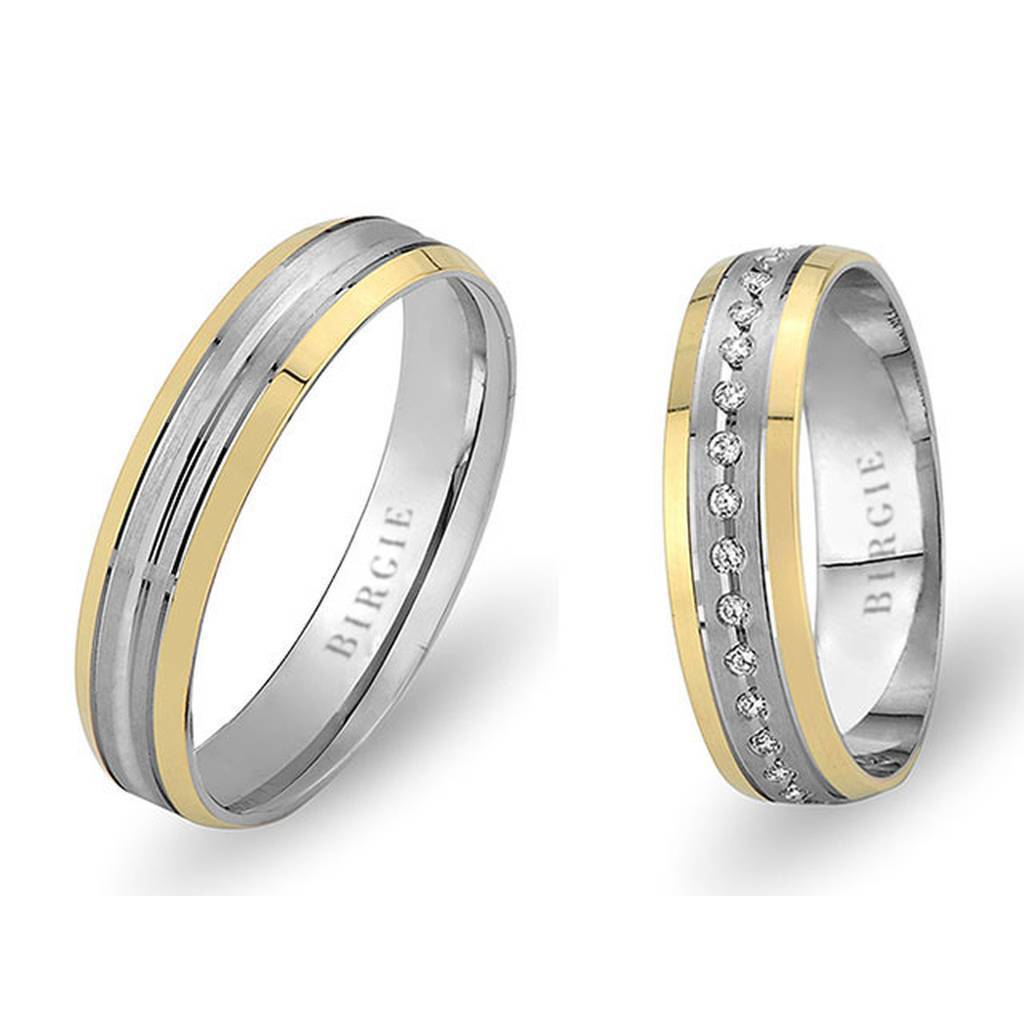 White and Yellow Gold Delos Wedding Band w/ Diamonds