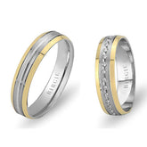 White and Yellow Gold Delos Wedding Band w/ Diamonds