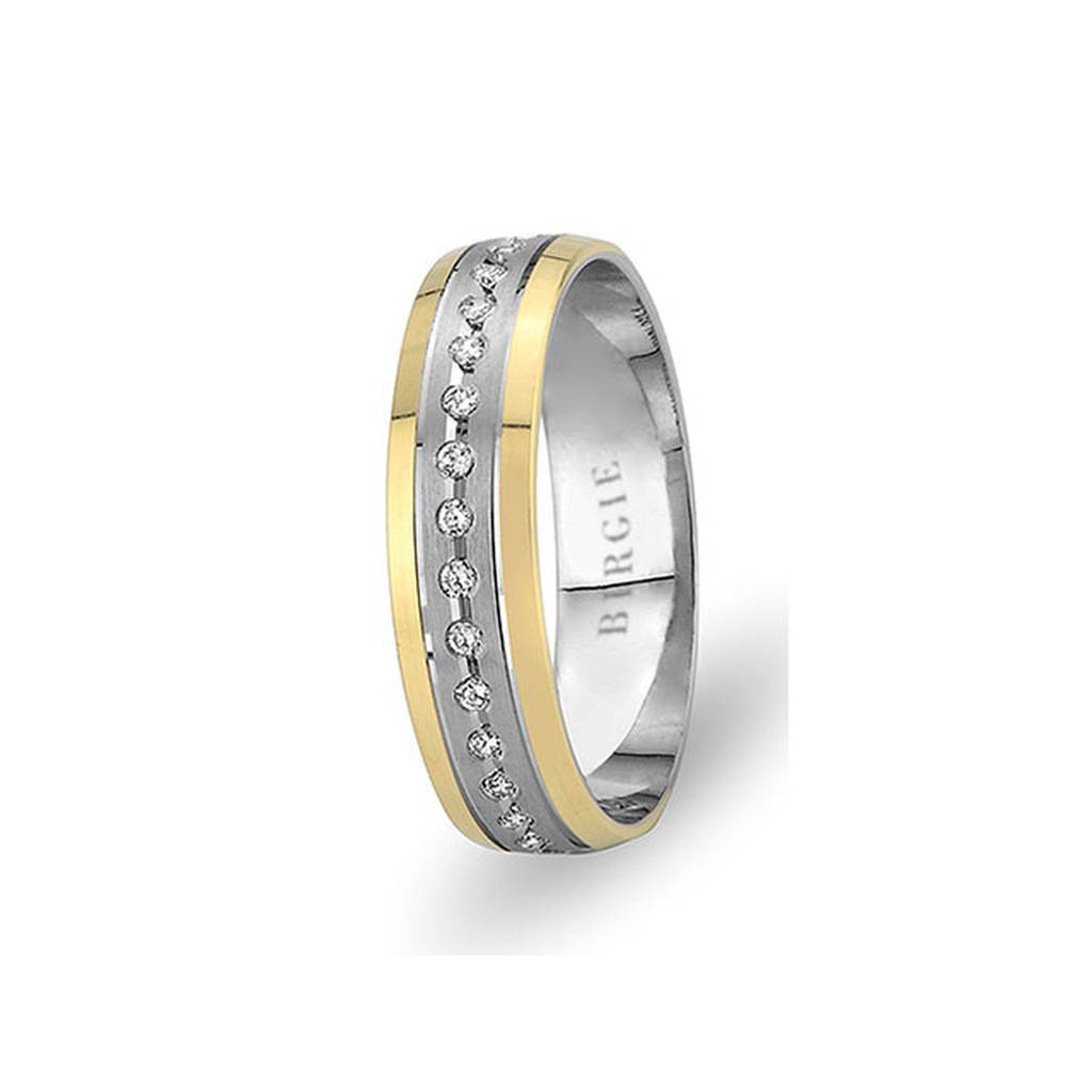 White and Yellow Gold Delos Wedding Band w/ Diamonds