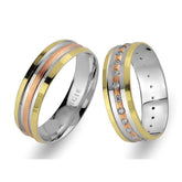 White, Rose and Yellow Gold Levni Wedding Band w/ Diamonds - Birgie Diamant | Fine Jewellery - Diamant & Edelstein Schmuck