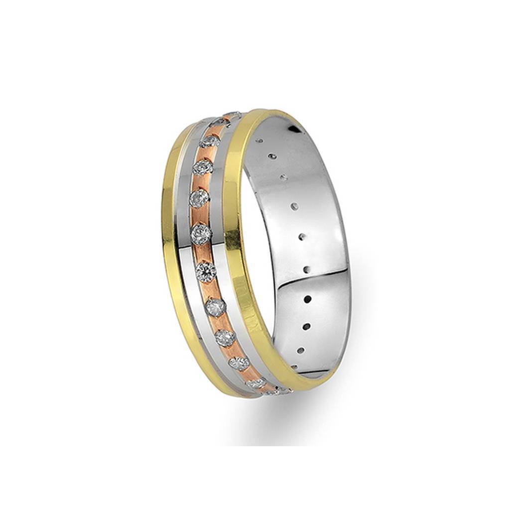 White, Rose and Yellow Gold Levni Wedding Band w/ Diamonds - Birgie Diamant | Fine Jewellery - Diamant & Edelstein Schmuck