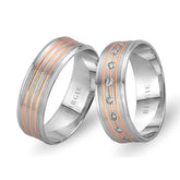 White and Rose Gold Buhari Wedding Band w/ Diamonds