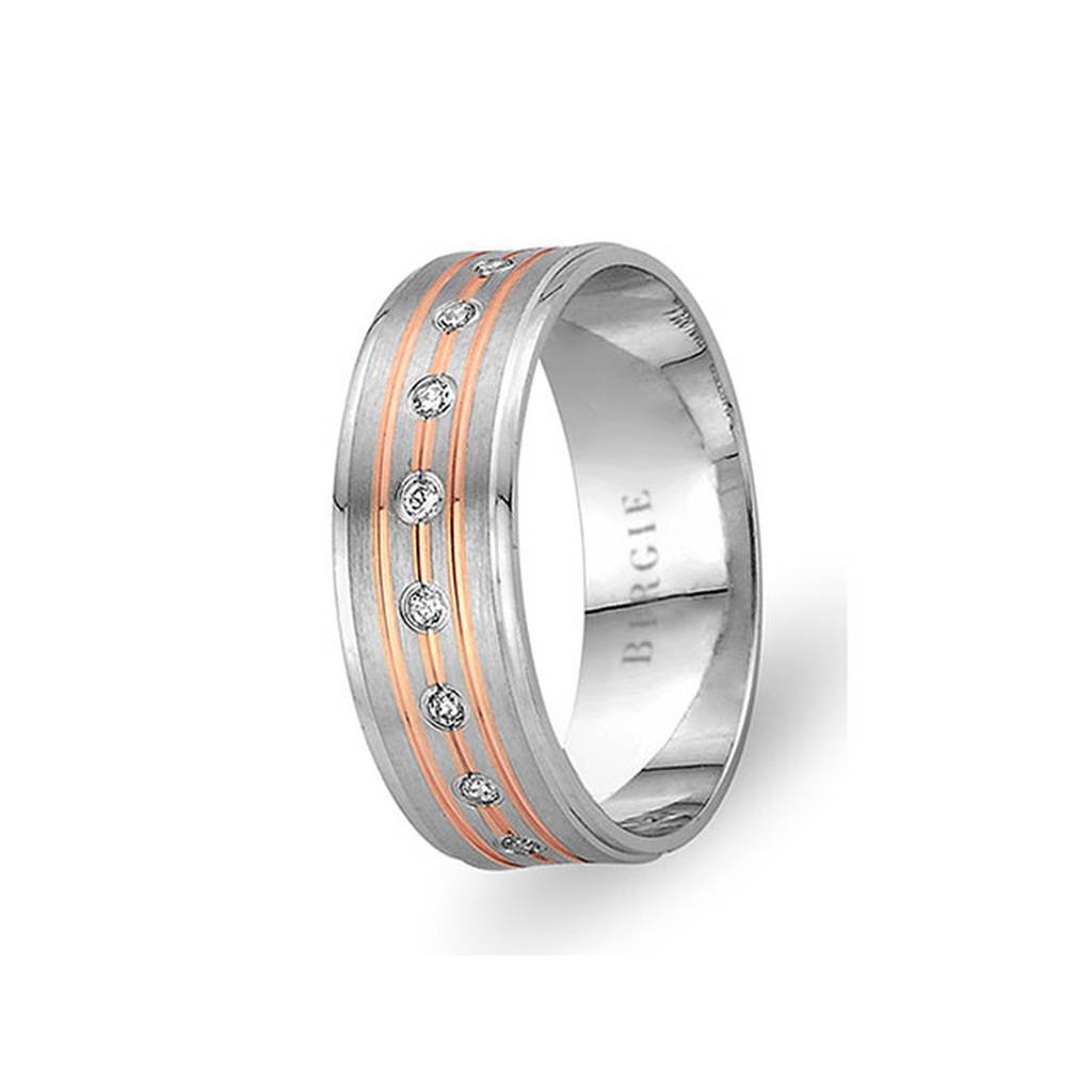 White and Rose Gold Buhari Wedding Band w/ Diamonds