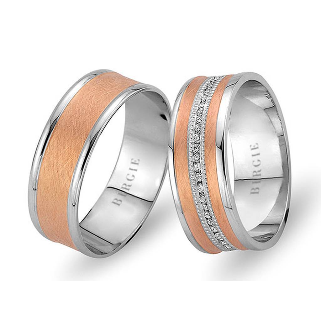 White and Rose Gold Bihzad Wedding Band w/ Diamonds