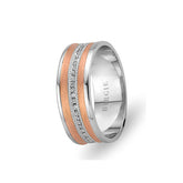 White and Rose Gold Bihzad Wedding Band w/ Diamonds