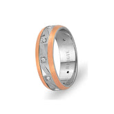 White and Rose Gold Mirza Wedding Band w/ Diamonds