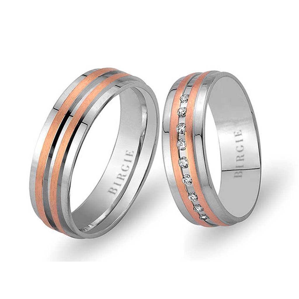 White and Rose Gold Herat Wedding Band w/ Diamonds