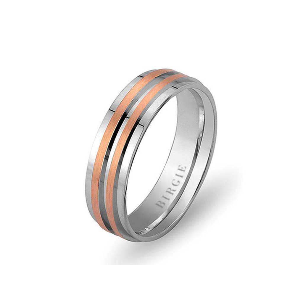 White and Rose Gold Herat Wedding Band