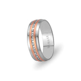 White and Rose Gold Herat Wedding Band w/ Diamonds