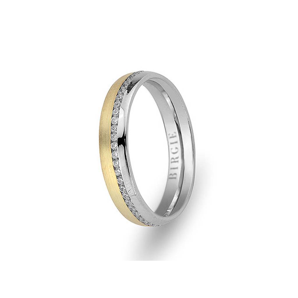 White and Yellow Gold Tabriz Wedding Band w/ Diamonds