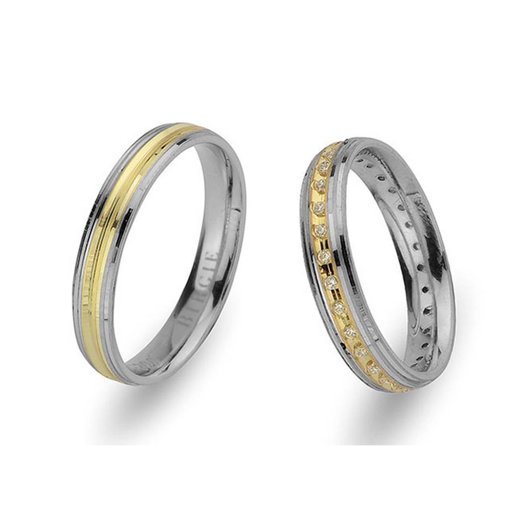 White and Yellow Gold Shiraz Wedding Band w/ Diamonds